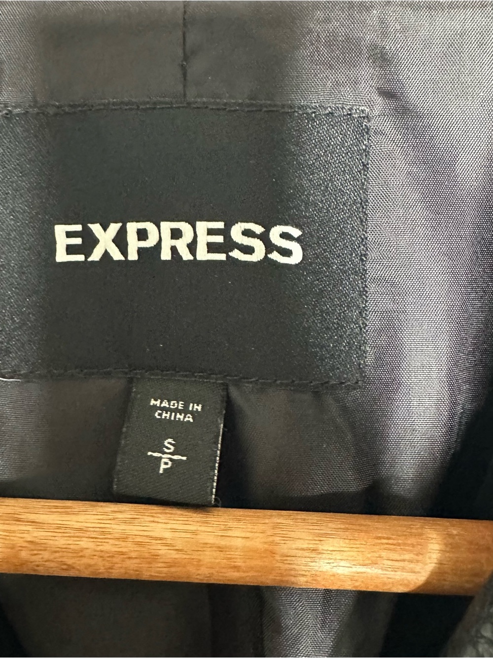 Express NEW! Black Wool Blend Faux Leather Moto Longline Jacket Coat Small - Picture 6 of 10